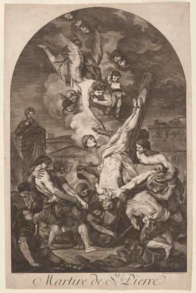 Martire de St. Pierre Sankt Peters martyrskap, ca. 1750-talet. av Jean Barbault