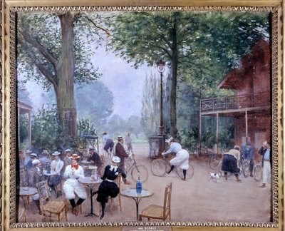 Cykelstuga i Bois de Boulogne, cirka 1900 - Akvarell av Jean Beraud (+ 1935). Sälmuseet. av Jean Beraud