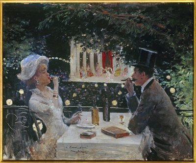 Middag på ambassadörerna. Målning av Jean Beraud (1849-1935), 1900-talet. Olja på trä. Mått: 0,37 x 0,45 m. Paris, Musée Carnavalet. av Jean Beraud