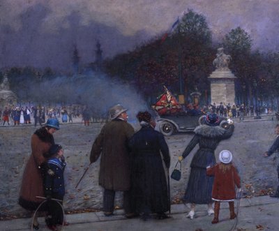 tysk flagga bärs till Invalides, ca. 1914. av Jean Beraud