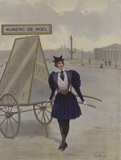 La Reclame de lAvenir (Framtidens reklam). Omslagsillustration från Le Figaro Illustre, december 1895 av Jean Beraud