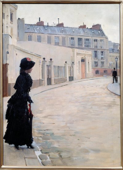 Waiting, rue de Chateaubriand i Paris Målning av Jean Beraud (1849-1935) av Jean Beraud