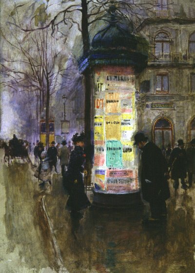 Morris kolumn, ca 1900 (akvarell) av Jean Beraud
