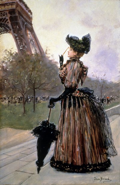 Kvinna framför Eiffeltornet av Jean Beraud