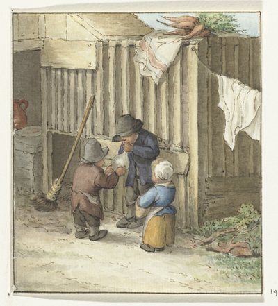 Tre barn som leker med en grisblåsa av Jean Bernard