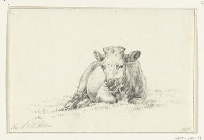 Liggande ko, framifrån av Jean Bernard
