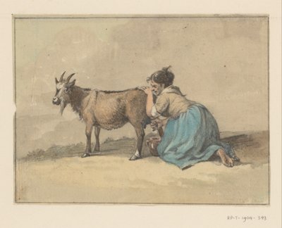 Kvinna som mjölkar en get av Jean Bernard
