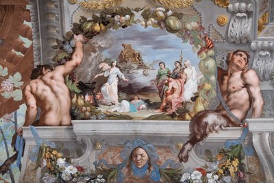 Medea, framför ett stativ, föryngrar Bacchus sköterskor som placerats framför trollkvinnan i sällskap med guden av Jean Boulanger