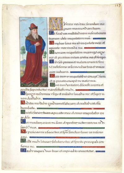 Blad från en timbok: Kung David, ca. 1500. av Jean Bourdichon