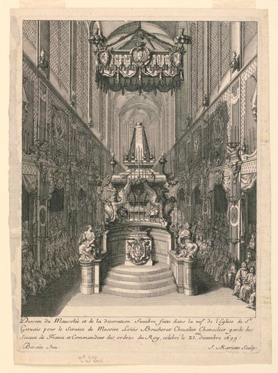 Catafalque of Louis Boucherat, Second State, St. Gervais, Paris av Jean Bérain, the Elder