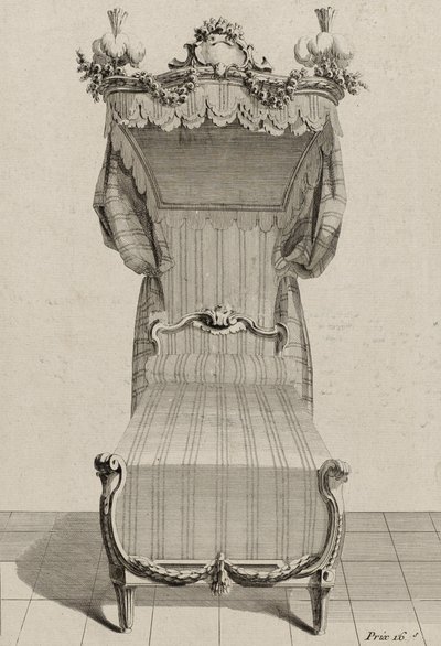 Fransk säng, publicerad i mitten av 1770-talet (gravyr på lagt papper) av Jean Charles (after) Delafosse