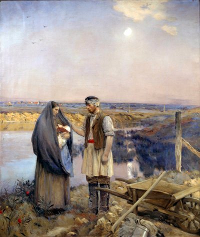 Dagen skapade en bondfamilj. Målning av Jean Charles Cazin (1841-1901) Sön. 1,99x1,66 m 1888 Paris, musee d