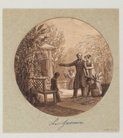 Design för en målad porslinstallrik, Le Jasmin (Jasmine) från Service de la Culture des Fleurs (Cultivation of Flowers Service) av Jean Charles Develly