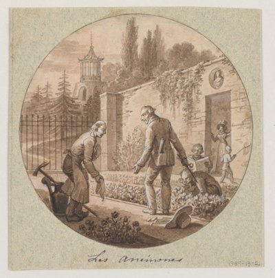 Design för en målad porslinstallrik, Les Anémones (Anemoner) för Service de la Culture des Fleurs (Blomsterodlingstjänst) av Jean Charles Develly