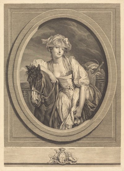 Mjölkflickan av Jean Charles Levasseur after Jean Baptiste Greuze