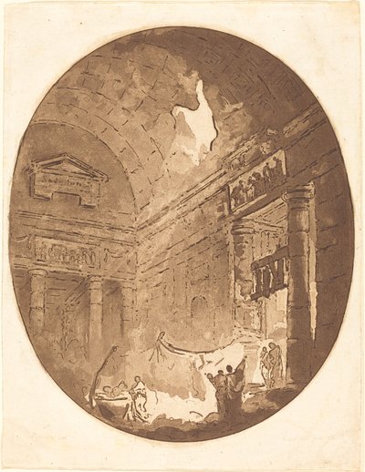 Interiör av en romersk villa av Jean Claude Richard, Abbé de Saint Non after Hubert Robert