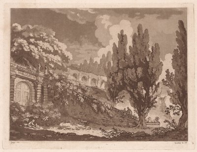 Trappor i en italiensk trädgård, 1766. av Jean Claude Richard Saint Non