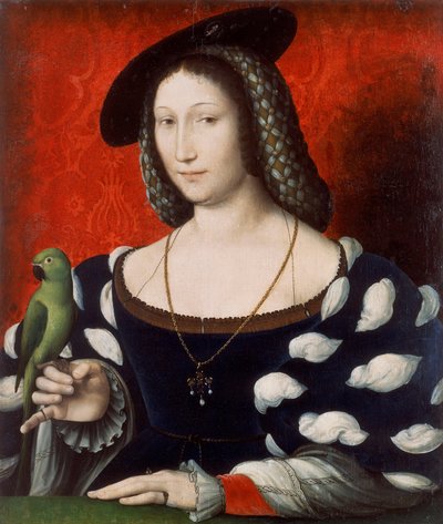 Porträtt av Marguerite av Navarra Alternativ titel(r):  Porträtt av en dam med en papegoja Porträtt av Marguerite d