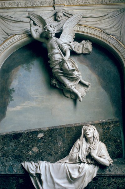 Julienne Le Bes grav, efter teckningar av Charles Le Brun (1619-90), c.1668-90 (marmor och stuckatur) av Jean Collignon