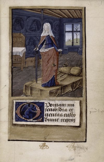 Allegory of Justice från John of Wales Breviloquium om forntida furstars och filosofers dygder, 1475-1499 av Jean Colombe