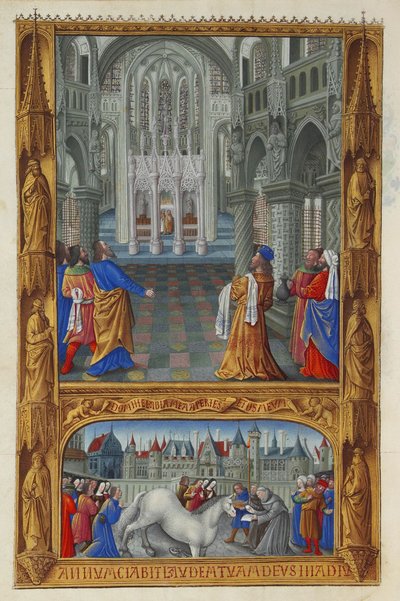 Les Très Riches Heures du Duc de Berry, Folio 129v - Det heliga sakramentet av Jean Colombe