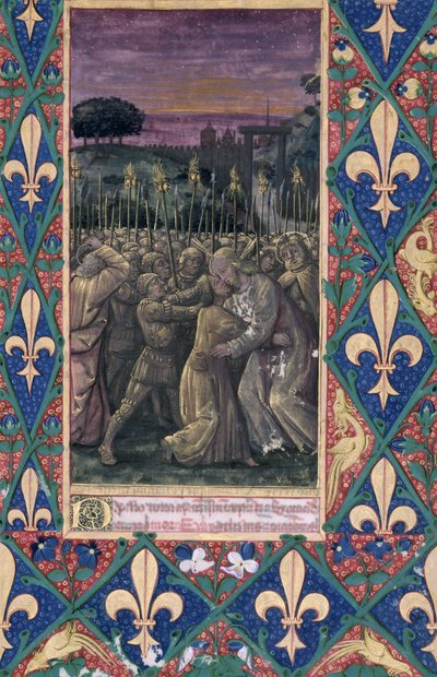 Ms Lat. Q.v.I.126 f.100 The Kiss of Judas, från "Book of Hours of Louis d