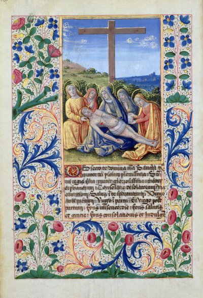 Ms Lat. Q.v.I.126 f.91v The Lamentation, från Louis dOrleans