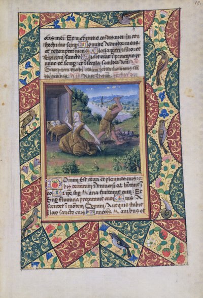 Ms Lat. Q.v.I.126 fol.15 Adam och Eva sliter, från Louis dOrleans