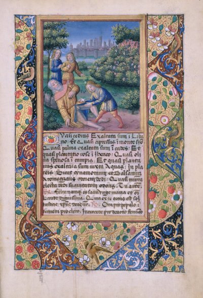 Ms Lat. Q.v.I.126 fol.17 The Drunkenness of Noah, från Book of Hours of Louis dOrleans, 1490 av Jean Colombe