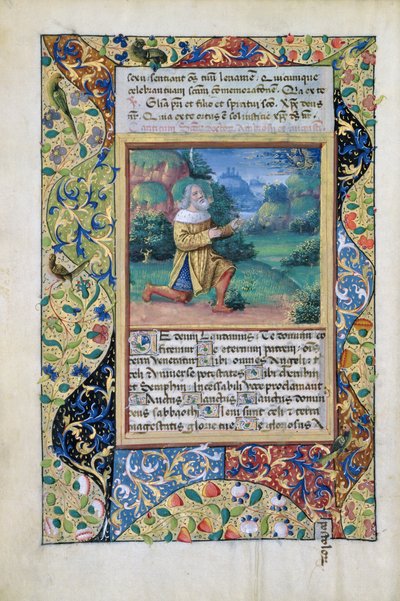 Ms Lat. Q.v.I.126 fol.17v Kung David i ånger inför Gud Fadern, från Louis d