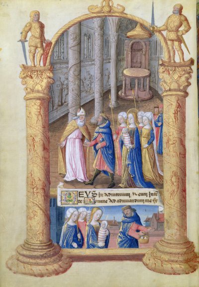 Ms. Lat. Q.v.I.126 fol.33v Presentation av Kristusbarnet i templet, från Louis dOrleans