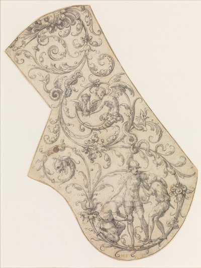 Design för rätt Pauldron av en paradrustning, ca. 1555. av Jean Cousin the Elder.