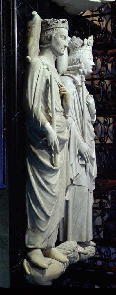 Bilder av Philippe III (1245-85), den djärve och Philippe IV (1268-1314) den mässa (marmor) av Jean D