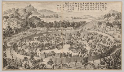 Chieftain Wushe överlämnar staden..., c. 1765-1774, dikt daterad 1758. av Jean Damascene Sallusti
