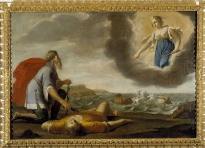 Aesculapus resurrecting Hyppolite: Son of Thesee dead återuppstår av Esculapus under Artemis blick av Jean Daret