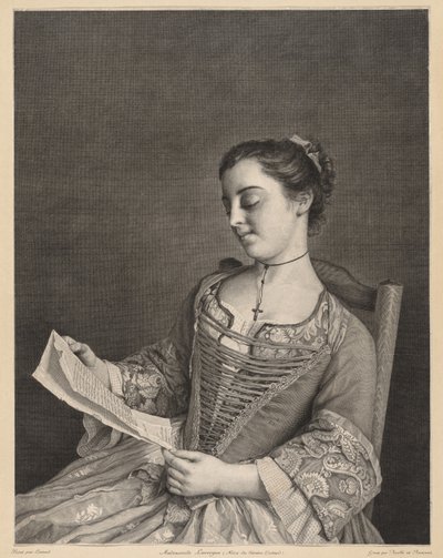 Fröken Lavergne Reading. av Jean Daullé
