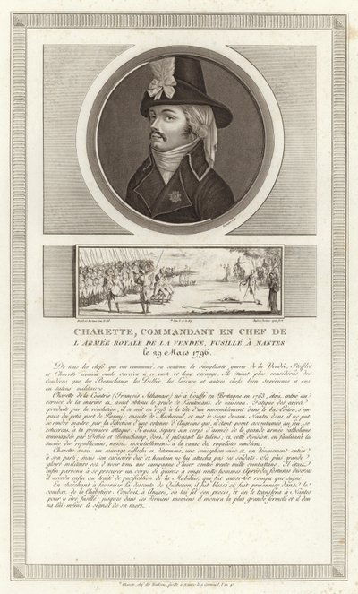 Porträtt av Francois de Charette av Jean Duplessi Bertaux