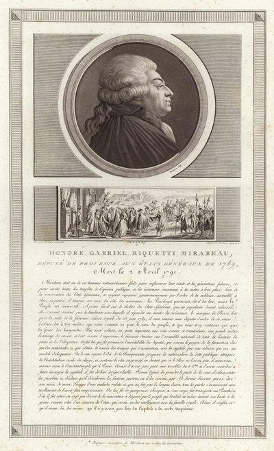 Porträtt av Honore Gabriel Riqueti, comte de Mirabeau av Jean Duplessi Bertaux