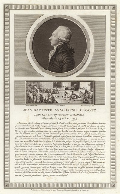 Porträtt av Jean-Baptiste du Val-de-Grace, Baron de Cloots av Jean Duplessi Bertaux