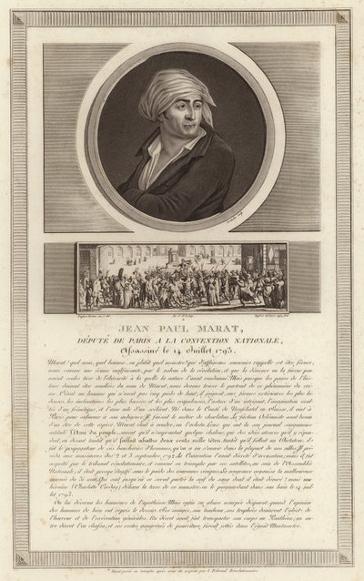 Porträtt av Jean-Paul Marat av Jean Duplessi Bertaux