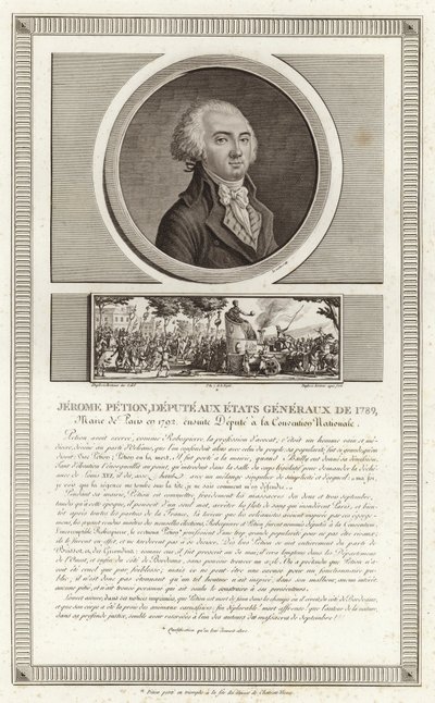 Porträtt av Jerome Petion de Villeneuve av Jean Duplessi Bertaux