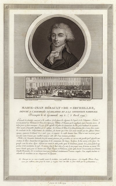 Porträtt av Marie-Jean Herault de Sechelles av Jean Duplessi Bertaux