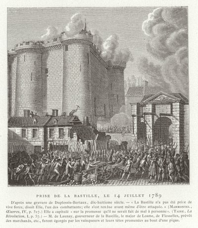 Stormningen av Bastiljen, Paris, Franska revolutionen, 14 juli 1789 av Jean Duplessis Bertaux