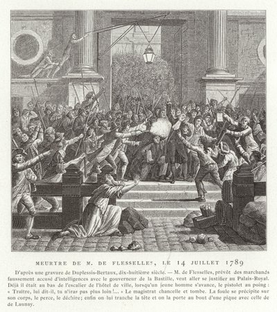 Mordet på Jacques de Flesselles, franska revolutionen, 14 juli 1789 av Jean Duplessis Bertaux