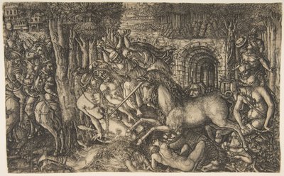 En kung förföljd av en enhörning, från Unicorn-serien, ca. 1555. av Jean Duvet