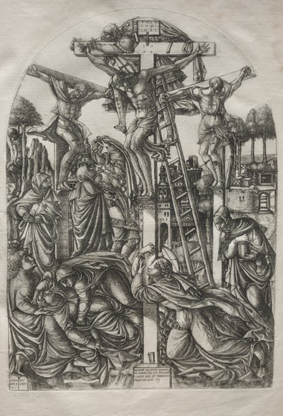 Kristus på korset mellan de två tjuvarna, före 1561. av Jean Duvet