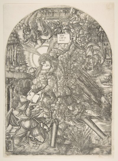 Ängeln ger Johannes boken att äta, från Apocalypse.n.d. av Jean Duvet