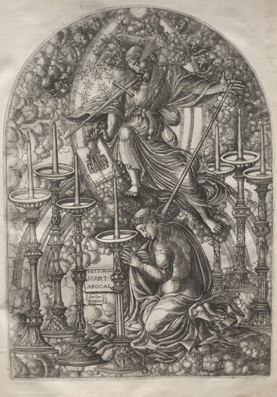 Apokalypsen: Johannes ser sju gyllene ljusstakar, 1546-1556. av Jean Duvet