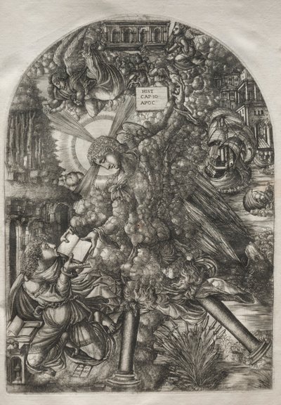 Apokalypsen: Ängeln ger Johannes boken att äta, 1546-1556. av Jean Duvet