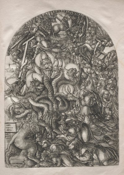 Apokalypsen: Odjuret med sju huvuden och tio horn, 1546-1556. av Jean Duvet